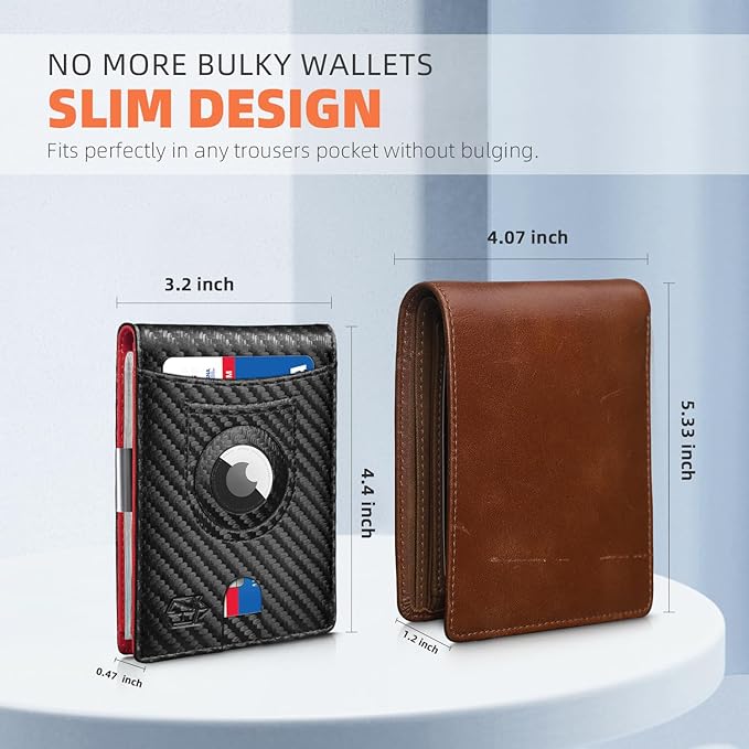 Zitahli Men's Wallets Airtag Holder Slim Rfid Leather with Gift Box