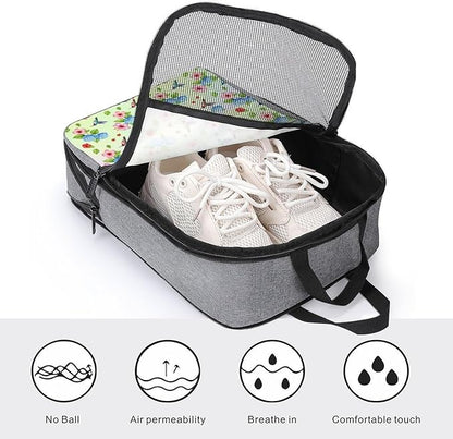 Reusable Portable Shoe Bag Bird Colorful Flowers Hummingbirds Floral Lightweight Shoe Organizer for Soccer, Golf Sneaker Storage Pouch