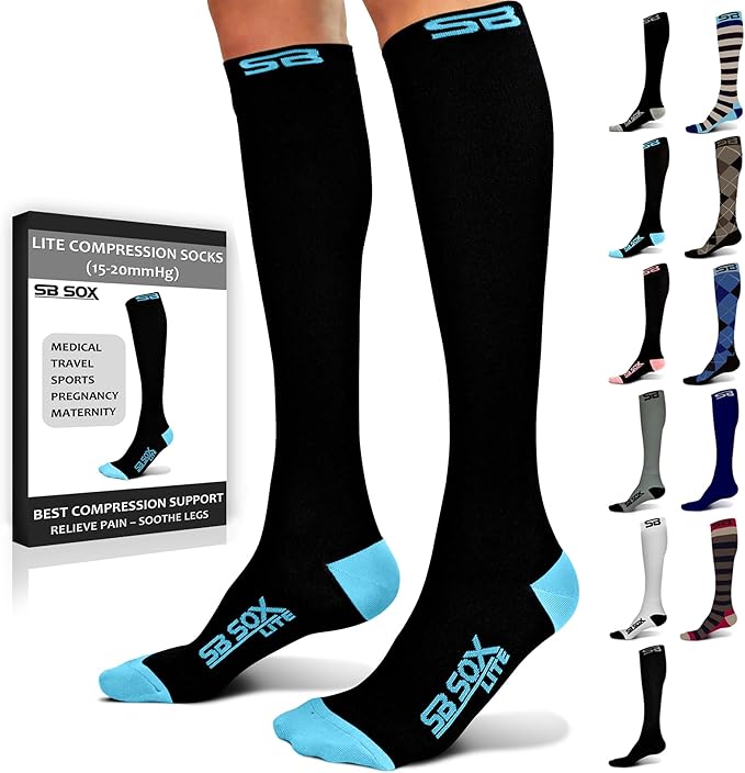 SB SOX Lite Compression Socks for Men & Women (15-20mmHg) – Best Compression Socks for Travel, Sports, and Daily Wear - XXL Sizes too!