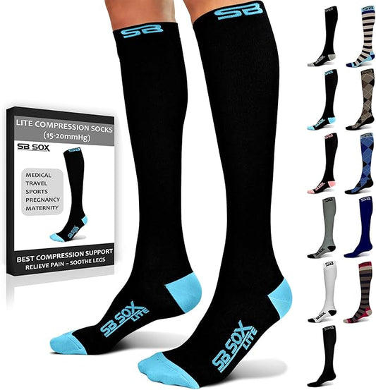 SB SOX Lite Compression Socks for Men & Women (15-20mmHg) – Best Compression Socks for Travel, Sports, and Daily Wear - XXL Sizes too!