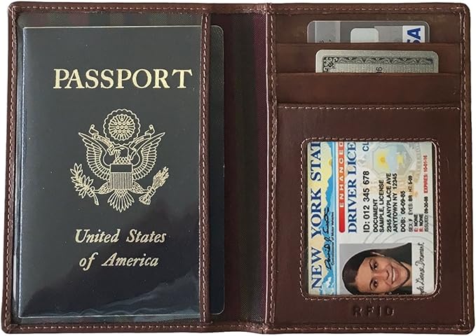 Personalized Monogrammed Toffee Leather RFID Passport Wallet