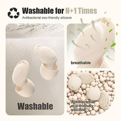 Ear Plugs for Sleeping Noise Reduction, Beinkap Reusable Earplugs Hearing Protection for Focus, Study, Work – 6 Pair Eartips in S/M/L – Flexible Silicone Soft – 35dB Noise Cancelling - Skin