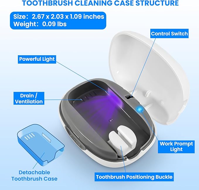 Toothbrush Cleaner Case - Toothbrush Covers with Holder - Rechargeable & Portable Travel Home Toothbrushes Cleaner Case - Fits All Manual or Electric ToothBrushes(White)