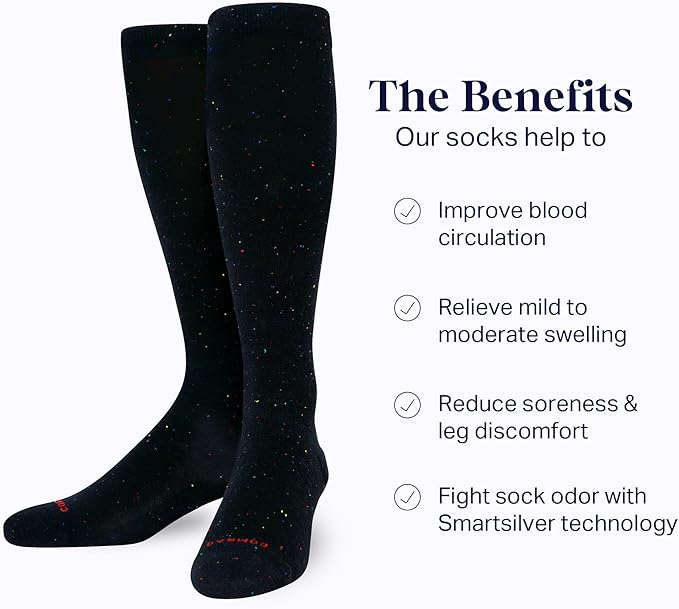 Comrad Recycled Cotton Knee High Socks - 15-20mmHg Graduated Compression Socks - Soft & Breathable Support Socks, Unisex