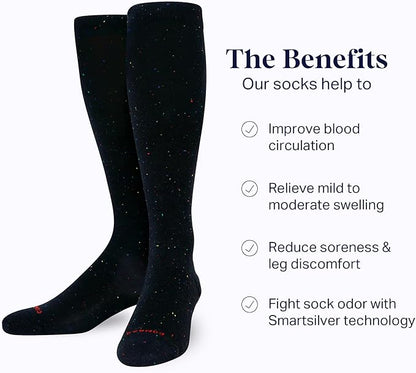 Comrad Recycled Cotton Knee High Socks - 15-20mmHg Graduated Compression Socks - Soft & Breathable Support Socks, Unisex