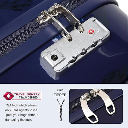 Somago Spinner 18" Hardside PC Carry on Suitcase with TSA Lock Lightweight Children Luggage(18inch, Seashell Navy)