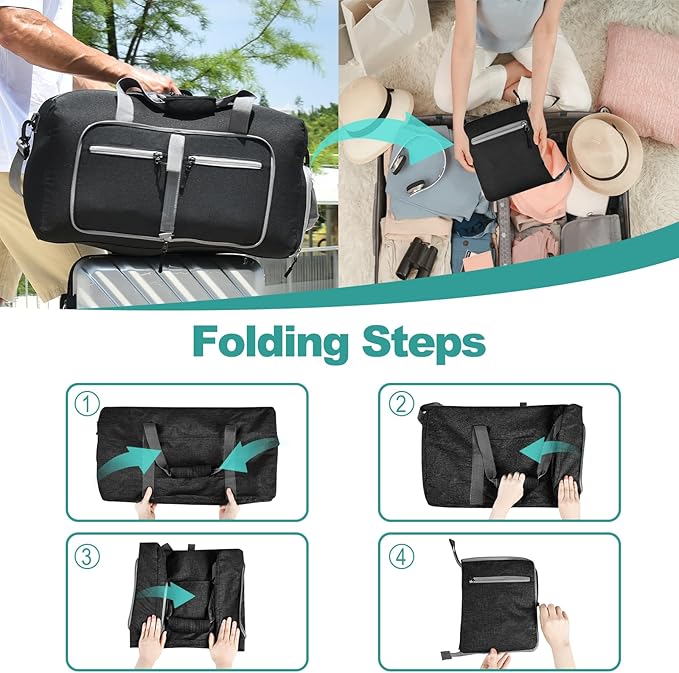 Dimayar 115L Travel Duffle Bag for Men Women - Foldable Duffel Bag with Shoes Compartment - Overnight Bags Waterproof & Tear Resistant(Black)