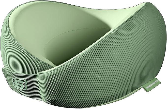Skechers Women's Memory Foam Neck Pillow, Comfortable & Breathable Travel Pillow,Neck Pillow Airplane for Travel, Car Rides, Home, and Office Use, Ergonomic Design for Men and Women,Green