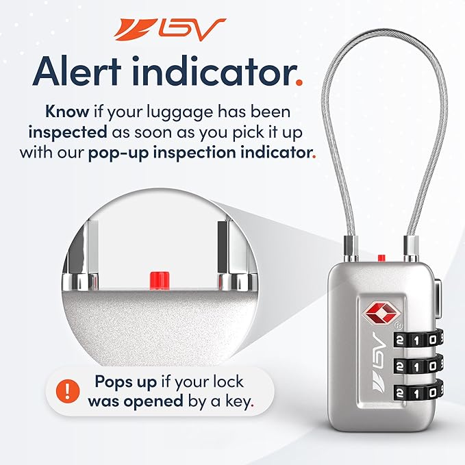 TSA Accepted Luggage Travel Lock, Set-Your-Own Combination Lock for School Gym Locker, Luggage Suitcase Baggage Locks, Filing Cabinets, Toolbox, Case (Silver, 6 Pack)