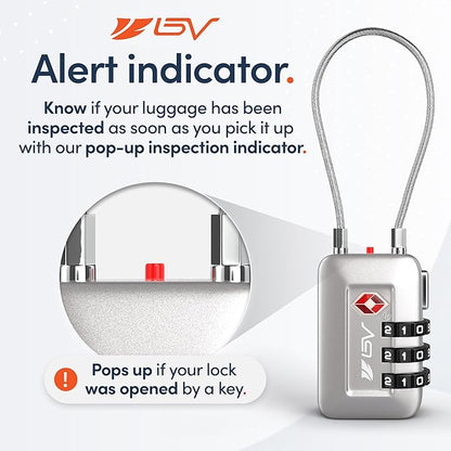 TSA Accepted Luggage Travel Lock, Set-Your-Own Combination Lock for School Gym Locker, Luggage Suitcase Baggage Locks, Filing Cabinets, Toolbox, Case (Silver, 6 Pack)