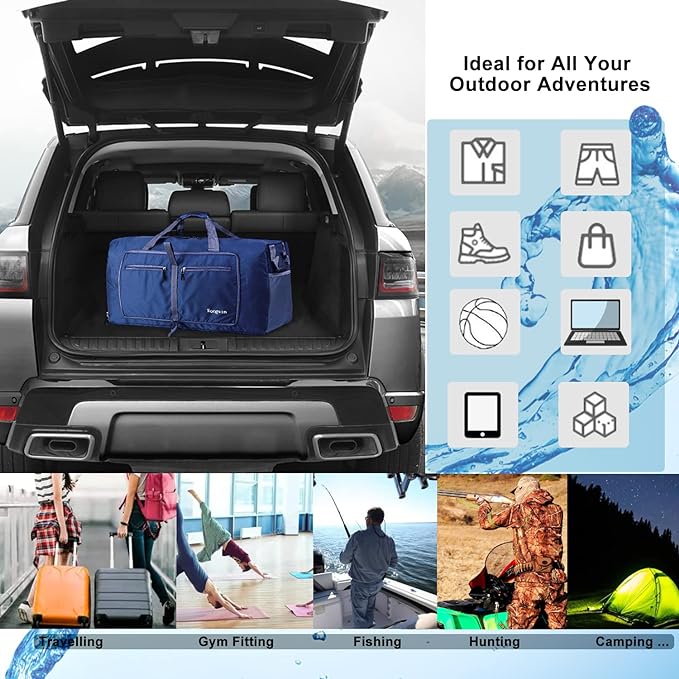 Woogwin Travel Duffel Bag Large Foldable Waterproof Overnight Bag for Beach Swim Bags Pool Sports Gym