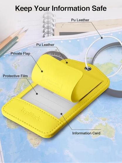 TopMade Smart Luggage Tag with Find My, Premium Leather Luggage Tags for Suitcase, Travel Bags, Backpacks, Anti-Lost Suitcase Tag Tracker for Travel with Privacy Name Card, Rechargeable