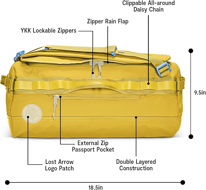 Baboon to the Moon Go-Bag Mini 32L – Detachable Straps, Small Duffle Bag for Travel, Gym Bag for Women, Mens Travel Bag, Duffel Bags for Traveling, Travel Duffel Bags for Women (Amber)