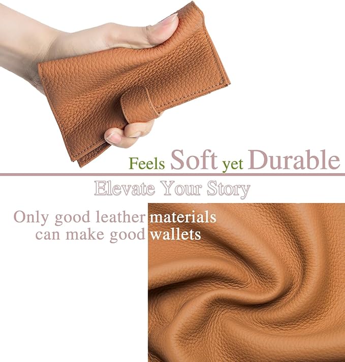 Leather RFID Passport Holder for Travel – Slim Passport Wallet for Women & Men with Card Slots, Zippered Coin Pocket, SIM Slot – Cash Slot Compact Travel Wallet Christmas Gift Box (Brown)