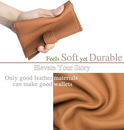 Leather RFID Passport Holder for Travel – Slim Passport Wallet for Women & Men with Card Slots, Zippered Coin Pocket, SIM Slot – Cash Slot Compact Travel Wallet Christmas Gift Box (Brown)