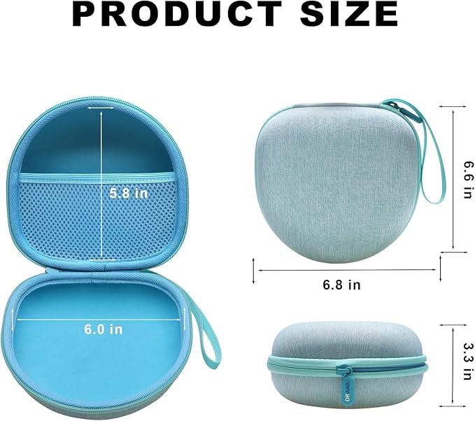 Kids Headphones Case Compatible with iClever BTH12 / BTH20/ BTH26/HS19, JoySpark, Candy Bila, EarFun, MIDOLA, IMYB Foldable Kids Headphones, Mint Green Travel Storage Bag(Case Only)