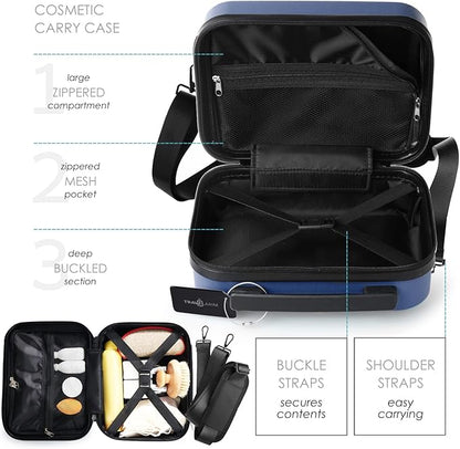 20 Inch Carry On Luggage 22x14x9 Airline Approved, Carry On Suitcase with Wheels, Hard-shell Carry-on Luggage, Durable Luggage Carry-On, Navy Small Suitcase with Cosmetic Case