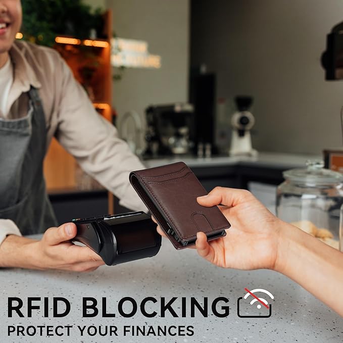 furid Card Wallet For Men Slim: Smart Rfid Minimalist Front Pocket Pop Up Wallet with ID Window - Stocking Stuffers Gifts Boxed for Husband Father at Birthday Anniversary