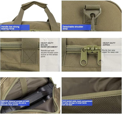 Gym Bag Duffle Bags for Men Women with Shoes Compartment Sport Weekend Travel Overnight Carry On Bag for Tactical Military Travel Work Out Bags (Green)