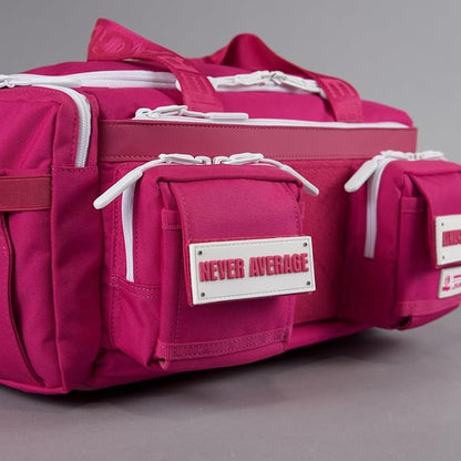 WOLFpak 20L Mini Duffle Bag for Gym & Travel | Waterproof Carry-On Weekender Bag with Shoe Compartment, Hard Bottom, and Tactical Molle System (Pink Goddess)