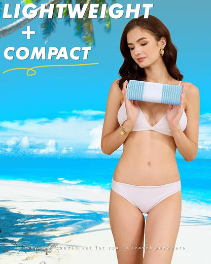 2 PacksOversized Cotton Turkish Beach Towels 74"x38" Thin Quick Dry Sand Free Pool Swim Bathing Towel Extra Large Blanket Adult Travel Essentials Accessories Summer Vacation Blue Purple Stripe