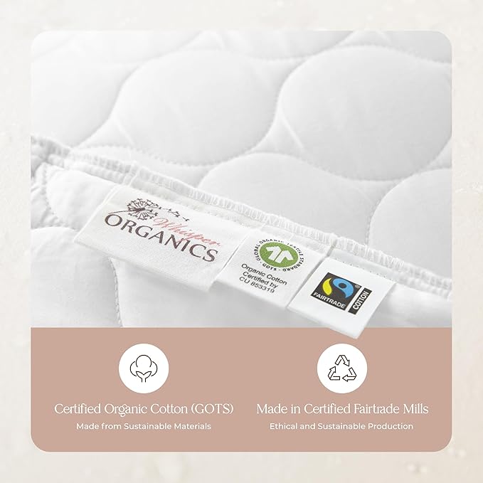 Organic Cotton Pillow Protector - Durable Quilted Pillow Protector King Size GOTS & Fairtrade Certified - Thick Hypoallergenic Machine Washable Breathable Cover & Edge Piping - 2 Pack (White, King)