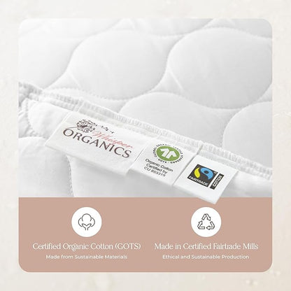 Organic Cotton Pillow Protector - Durable Quilted Pillow Protector King Size GOTS & Fairtrade Certified - Thick Hypoallergenic Machine Washable Breathable Cover & Edge Piping - 2Pack (White, Standard)