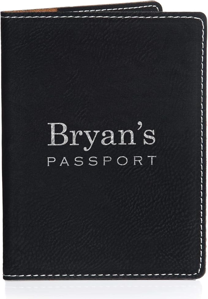 Personalized Passport Cover with Name - Black, Personalized Passport Case, Custom Passport Holder