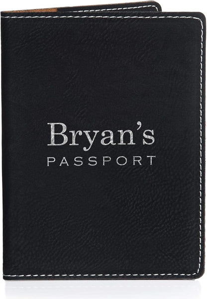 Personalized Passport Cover with Name - Black, Personalized Passport Case, Custom Passport Holder