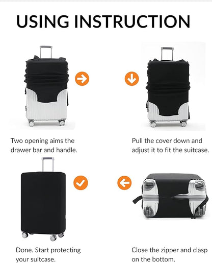 Stretchable Luggage Cover for Suitcase – Stretchable Travel Luggage Sleeve – Dustproof, Scratch-Resistant & Washable Elastic Suitcase Cover with Zipper for Small Suitcases