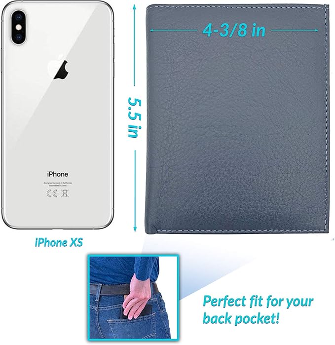 Grey RFID Genuine Leather Passport Wallet