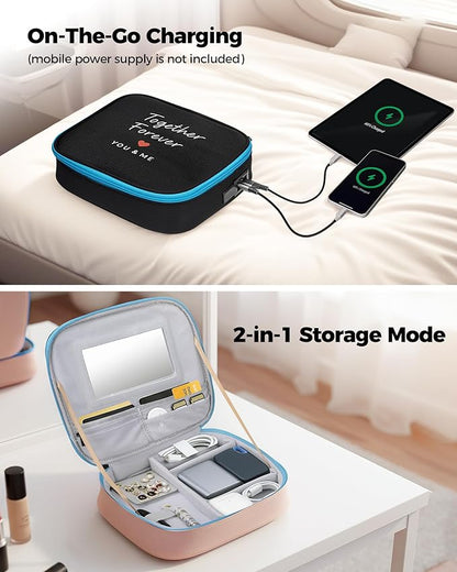 MATEIN Mr and Mrs Gifts, Electronics Organizer Travel Case with USB Port, Wedding Honeymoon Gifts for Couples, 2-Pack Couple Cord Organizer Bag 2-in-1 Cable Storage Bag for Tech Accessories and Makeup