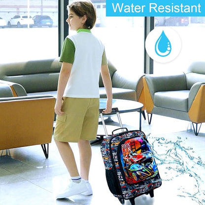 UFNDC Kids Suitcase for Boys, Suspension Bridge Racing Luggage with Wheels，Travel Carry on for Children Toddler Elementary
