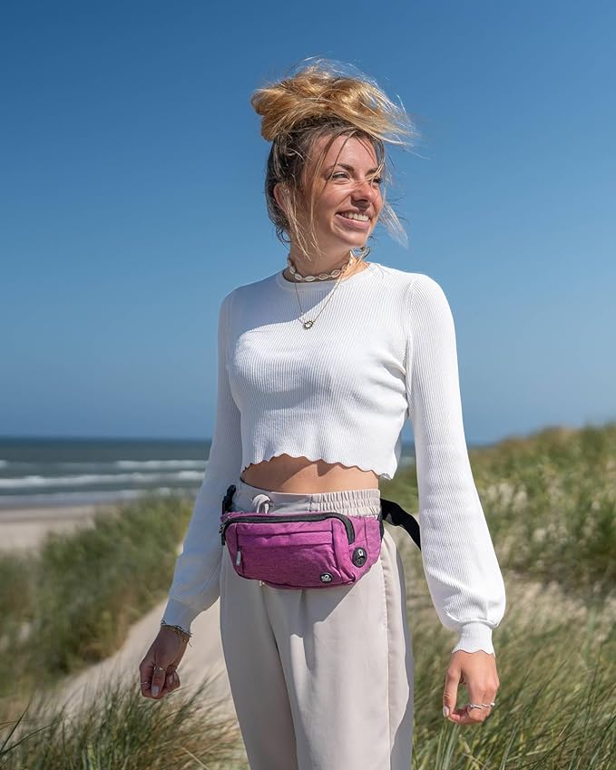 WATERFLY Fanny Pack Waist Bag: Small Hip Pouch Bum Bag Fannie Pack Phanny Fannypack Waistpack Bumbag Beltbag Sport Slim Fashionable for Jogging Hiking Hiker Woman Man