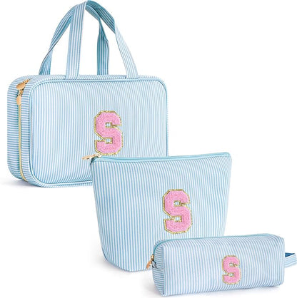 Christmas Gifts for Teenage Girls Stocking Stuffers for Teen Girl Initial Makeup Bag | Cosmetic Toiletry Bag | Birthday Gift for 8 9 10 11 12 13 Years Old | Trendy Stuff - Blue S