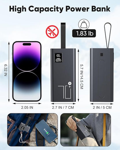 Portable Charger 70000mAh Power Bank Fast Charging, External Battery Pack High Capacity, 30W USB C Battery Bank PD&QC 3.0,5 Output 2 Input, LED Display Powerbank for iphone Tablet Camping Travel