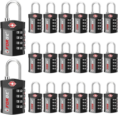 Forge 20 PK Forge 4-Digit Combination Lock, TSA Approved Locks for Luggage, Travel, Gym, School, Suitcase, Backpack, Pelican case, Easy Read dials, zinc Alloy Body.