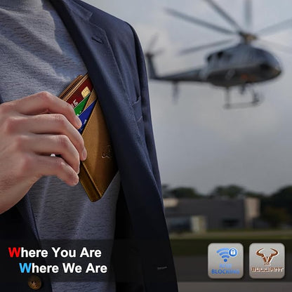 BULLIANT Men Wallet,Top Grain Leather Slim Wallet Magnetic Closure Simplifed Bill Folder RFID Blocking 11Cards