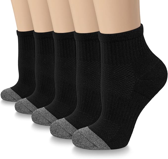 5 Pairs Copper Compression Socks for Women & Men - Ankle Plantar Fasciitis Arch Support Running Socks for Athletic