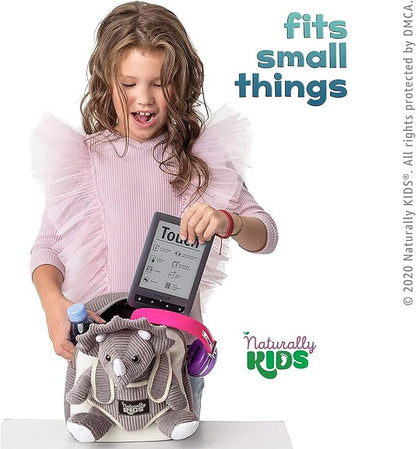 Naturally KIDS Small Dinosaur Backpack - Triceratops Dinosaur Toys for Kids 3-5 - Toddler Backpack for Boys & Girls - Grey Plush Stuffed Animal