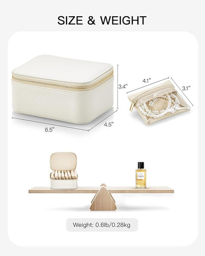 Vlando Gifts for Her,Travel Jewelry Case with 8 Velvet Jewelry Bags Jewelry Travel Organizer Box for Girls Jewelry Box for Rings Earrings Brides Gifts Birthday Gifts for Women Teen(White)