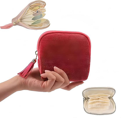 Travel Jewelry Case, New Crystal Jewelry Storage Pouch Portable Foldable Box Mini Jewelry Travel Bag, Velvet Jewelry Organizer Pouch for Women (Red 1Pcs)