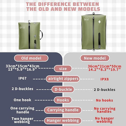 ONTYZZ Three Pack Green TPU Vacuum Bag for Travel Reusable Compression Bag with IPX8 Waterproof Zipper Durable Space Saver Bag，Large with Air pump