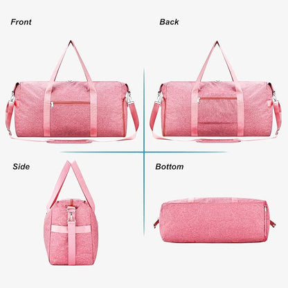 For Spirit Airlines Personal Item Bag 18x14x8, Foldable Small Travel Duffel Bags Gym Duffle Weekender Overnight Carry on Luggage Bag with Wet Pocket & Shoe Compartment for Women Men(Pink, 30L)