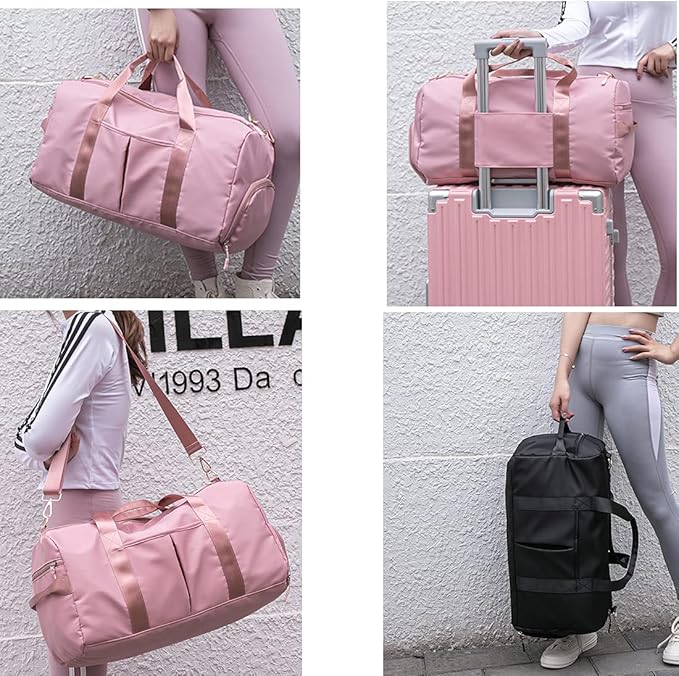 ZUEVI Sports Gym Duffel Bag for Women Waterproof Weekender Travel Bag with Shoes Compartment Dry and Wet Separation for Training Swim Yoga(Green)