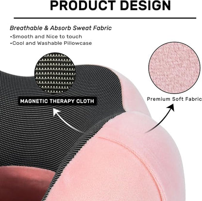 Neck Pillow Airplane-2 Pack Memory Foam Travel Pillow, Soft Support Travel Neck Pillow for Travelling, Sleeping Rest, Car, Train and Home Use (Black&Pink)