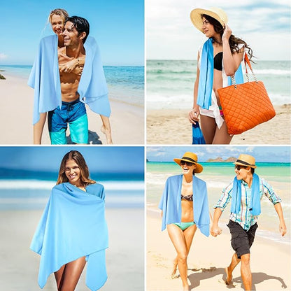 Beach Towel XL Size Microfiber Quick Dry Swimming Pool Camping Travel Body Towels (Blue, 1 Pack XL)