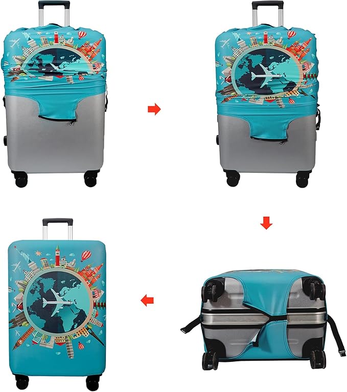 WUJIAONIAO Travel Luggage Cover Baggage Suitcase Cover Protector Skins 18-32 Inch (A15 Go Travel, XL (for 29-32 inch luggage))