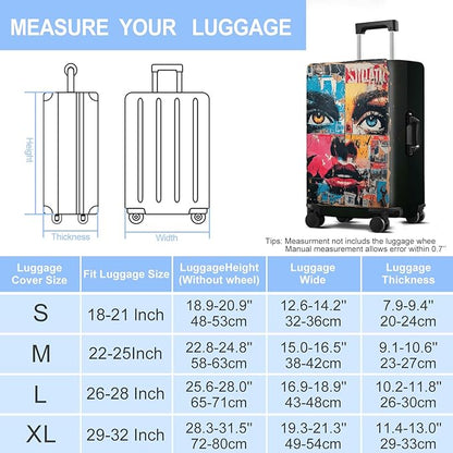 Luggage Cover Washable Suitcase Protector Anti-scratch Suitcase cover Fits 20-34 Inch Luggage (Girl-4, M(24-26inch suitcase))