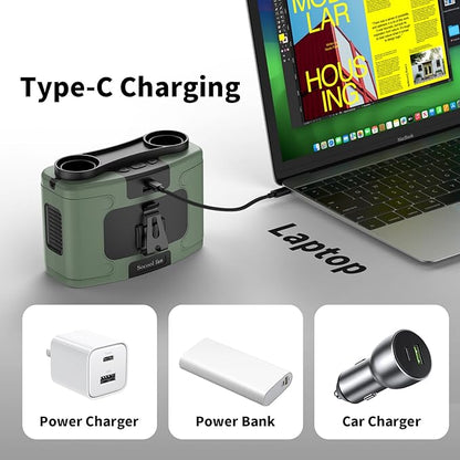 Socool 10000mAh Portable Waist Fan Clip on Wearable Belt Personal Fans Rechargeable Battery Operated, 20H Cooling with 10 Speeds & Dual Motors,Neck Hanging Hands-Free for Outdoor Travel Power Bank